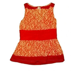 Edme & Esyllte Anthropologie Orange Sleeveless Top Fit Flare Cottagecore Size 4
